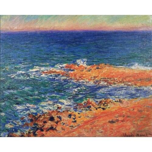 High quality Oil painting Canvas Reproductions The Big Blue Sea in Antibes (1888) By Claude Monet hand painted