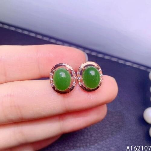 Fine Jewelry 925 Sterling Silver Inset With Natural Gem Womens Luxury Popular Simple Jasper Earrings Ear Stud Supports Detectio