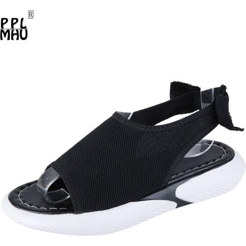 Womens Sporty Casual Flat Sandals 2021 Summer Fish Mouth Sponge Cake Heel Shoes New Style Mesh Breathable Womens Slippers