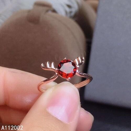 KJJEAXCMY fine jewelry natural garnet 925 sterling silver adjustable gemstone women ring support test beautiful popular