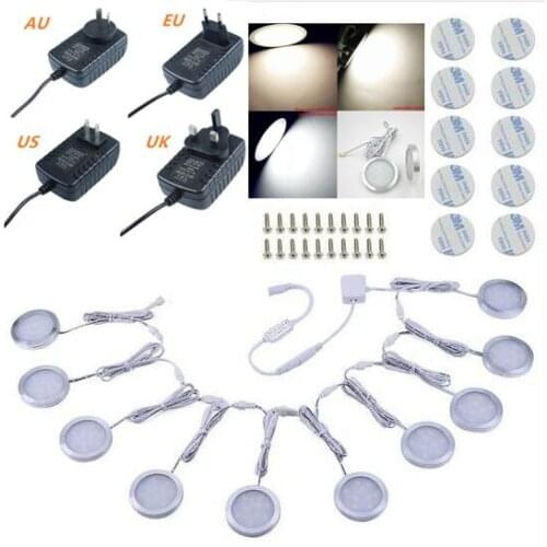 10 PCS LED Under Cabinet Light 12 LEDs Remote Control Dimmable Kitchen Lights wardrobe bar lamp night lamps home Decoration