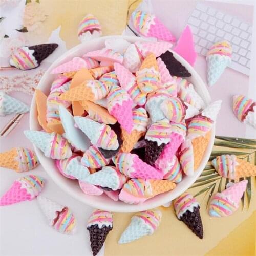20pcs Kawaii Ice Cream Food Resin Cabochons DIY Jewelry Accessories Mateiral Hair Clip DIY Embellishments Scrapbooking 30*15mm