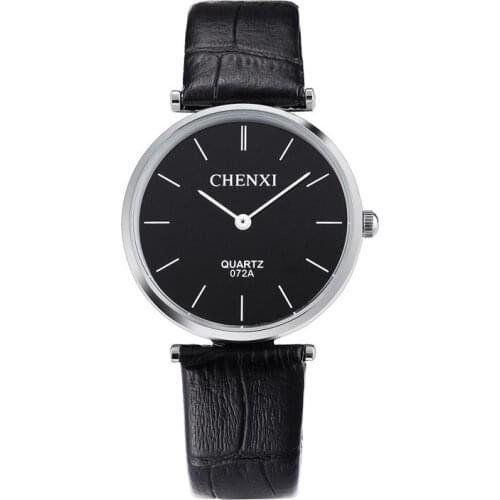 2018 New Style Fashion Simple design Lovers Watch CHENXI Luxury Women Men black leather business Quartz Watch relogio de pulso