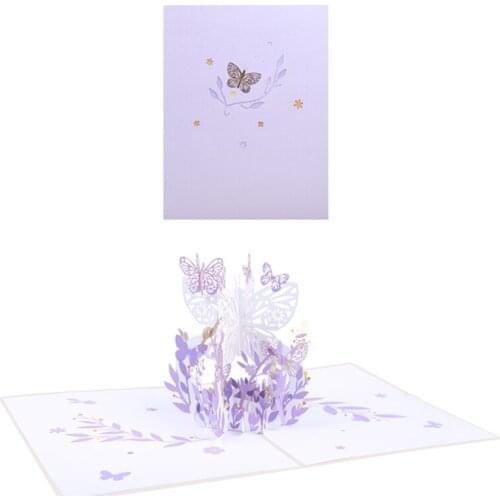 53CA 3D Pop-Up Butterfly Flower Basket Greeting Card for Birthday Mothers Day Party