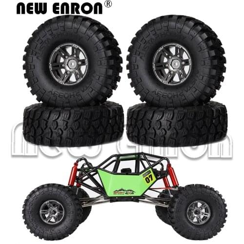 4Pc Rock 1.9inch Beadlock Wheel Hub RC Rims 120MM Rubber RC Tires Set For RC Crawler Car Traxxas TRX4 Axial JIMNY Tamiya D90 TF2