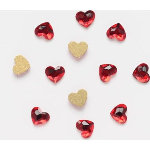 50Pcs Heart Flatbacks No-Hotfix 6mm nail art rhinestones 6*5mm Heart Crystal AB Rhinestones, Non Hotfix Nail Glitter Glass Stone