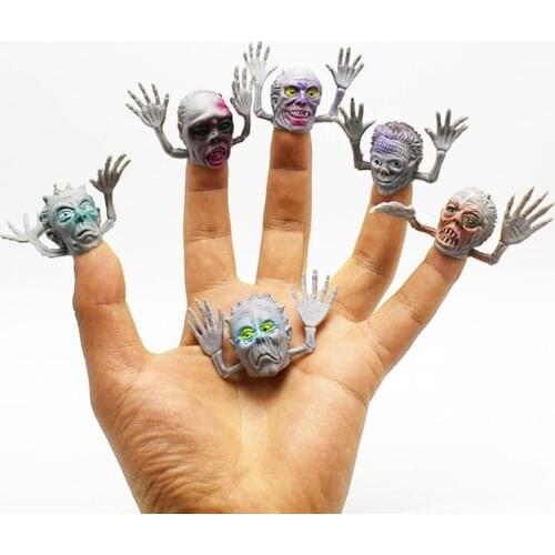 6PCS Gray Ghost Head Finger Puppet Toy Halloween Soft Monster Finger Puppet Toy Children Storytelling Puzzle Finger Puppet Toy