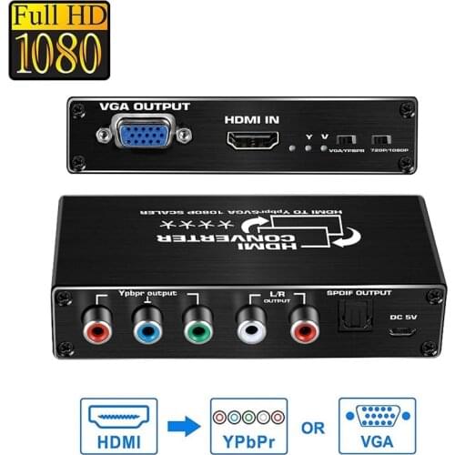 HDMI to YPBPR(RGB)/SPDIF+VGA Converter HDMI to Component RGB/5RCA or VGA Scaler Converter with Audio Output for PC PS4