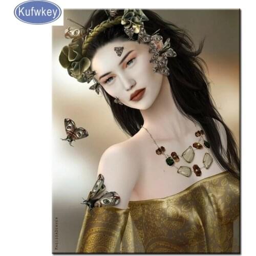 Butterfly woman cross stitch diamonds Full round Drill Diamond Embroidery 3d Diamond Painting Diamond Mosaic fairy wall decor