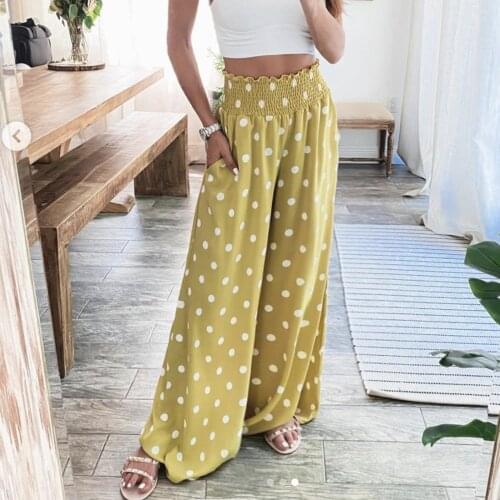 New Women Pants Tie-Dye Stripe High Elastic Waist Trousers Summer Casual Bohemian Long Female Wide Leg Loose Lady Holiday Print