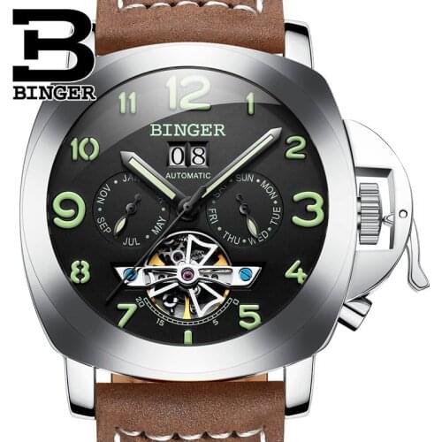 Tourbillion Automatic Mechanical Luminous display Swim Sports Mens Watches Luxury Brand Watch Men Waterproof clock relogio