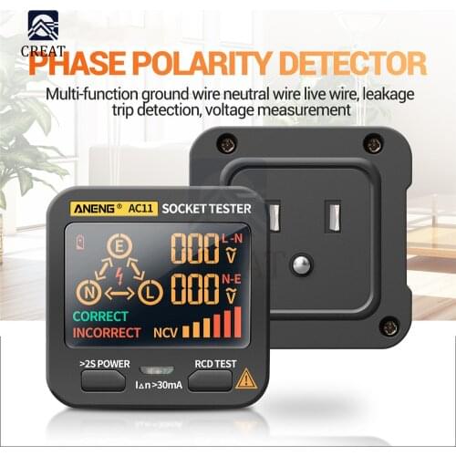 AC11 Digital Smart Socket Tester Voltage Test Socket Detector US/EU Plug Ground Zero Line Phase Check Rcd NCV test