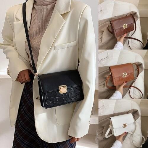 Ladies Single Shoulder Bags PU Leather Small Square Bags for Women 2021 Luxury Designer Handbag Fashion Crossbody Messenger Bag