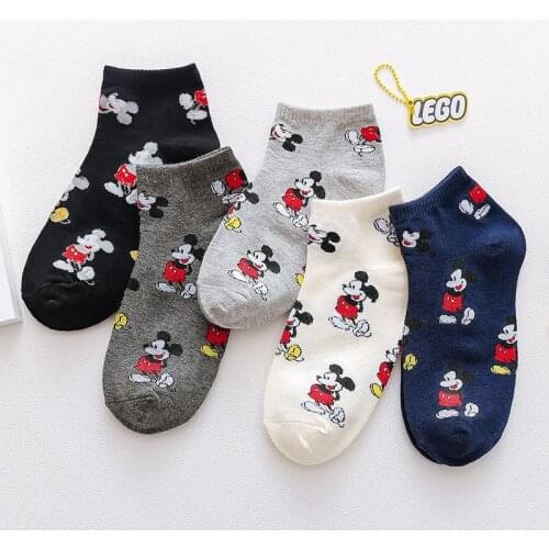 Disney Socks for Women Mickey Socks Korean Style cartoon college socks Comfortable Breathable Cotton Fashion Harajuku Kawaii