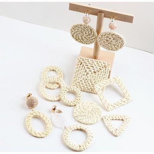 DIY handmade jewelry accessories and bamboo made of pure hand square circle triangle pendant earrings earrings materials