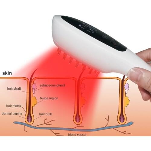 Electric Hair Growth Comb Anti Hair Loss Therapy Comb Infrared RF EMS Nano LED Red Light Vibration Massage Hair Care Brush