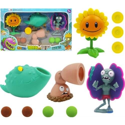 4pcs/lot Plants vs Zombies Figure Toy Full Set Gift for Boys Soft glue snow Ejection Childrens Doll Action Figure Model No Box