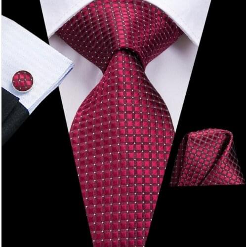 Hi-Tie MenTie Burgundy Paisley Silk Wedding Tie For Men Fashion Design Quality Hanky Cufflink Gift Tie Set Dropshipping Business