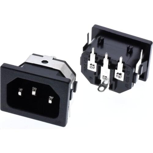 IEC 60320 C14 PCB mount AC Receptacle socket inlet Snap-In Mount with shading
