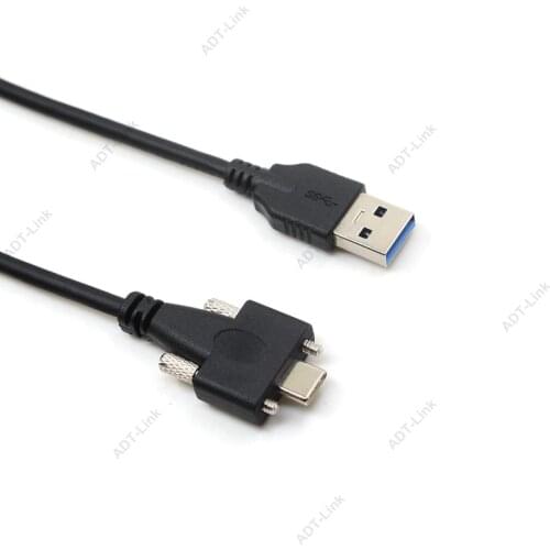 USB 3.0 A Male to USB 3.1 type c USB-c Type-C with Dual Screws Locking male Data Cable Standard USB3.0 Panel Mount Type 4ft/1.2m