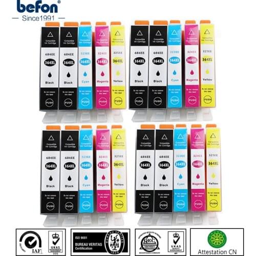 Befon 15 20 Pack 364XL Ink Cartridge Replacement for HP 364 HP364 684 Photosmart 5510 Plus B209a Fo 5510 6510 B209a C510a C309a