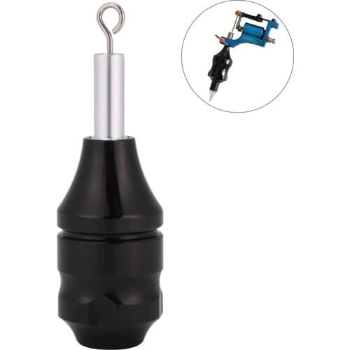 Pro Black Tattoo Machine Cartridge Grip 25mm/1.0" Round Non-slip Alloy Tattoo Gun Adjustable Tube Bar With Hook Tattoo Supplies