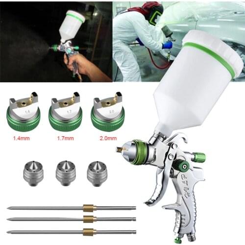 HVLP Spray Paint Gun Set 600ML 1.4 1.7 2.0mm Nozzle Gravity Pneumatic Paint Sprayers For Professional Car Repair Tool Kits