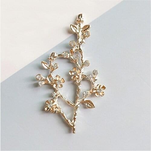 SEA MEW 20 PCS 3.7*6.4cm Fashion Metal Alloy KC Gold Branch Flowers Connectors Charm For Jewelry Making