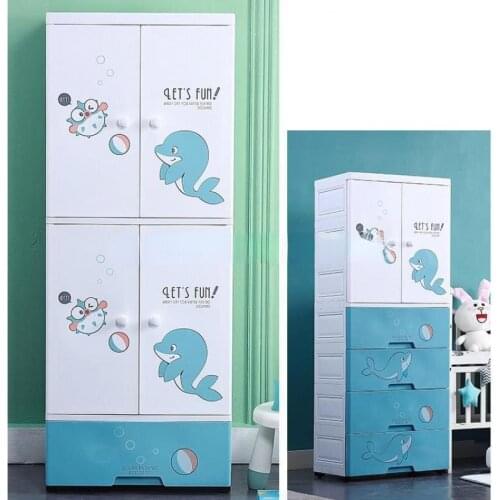 Cartoon Double Door Childrens Wardrobe Storage Cabinet Baby Baby Wardrobe Drawer Toy Clothes Locker