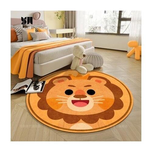 Cartoon Lion Carpet Childrens Round Bedroom Living Room Chair Non-Slip Mat