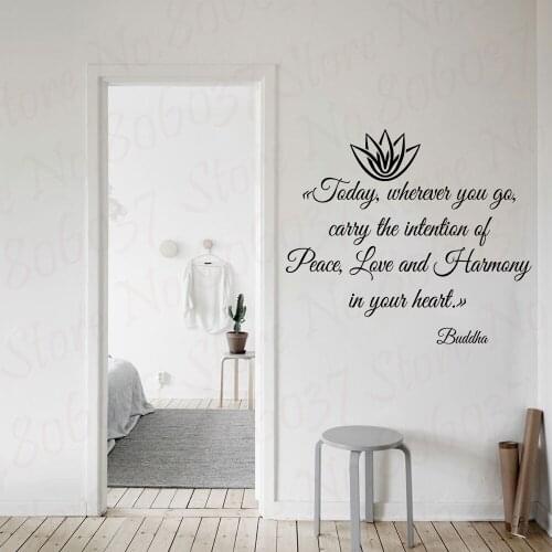 Wall Sticker Buddha Quote Wall Art Mural Piece Love Quote Wall Decal Lotus Flower Home Decoration Accessaries Decal WL2037