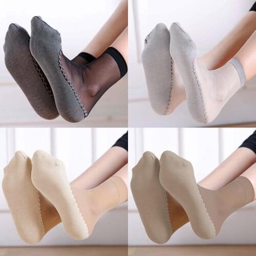 New Summer Women Short Ankle Socks Velvet Silk Soft Cotton Bottom Wicking Anti Non Slip Stretchy Socks High Quality