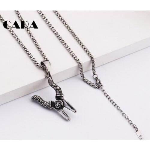CARA New Vintage Jewelry Stainless Steel Titanium Color pincer plie Necklace Pendant fine polished Necklaces for Men CAGF0258
