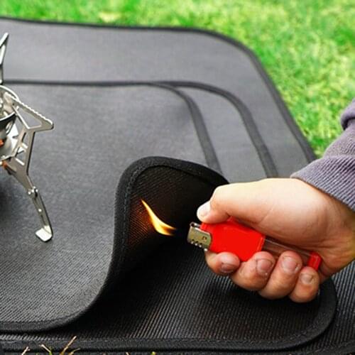 Camping Fireproof Grill Mat Cloth Flame Retardant Ember Mat Fiberglass Blanket Heat Insulation Pad For Outdoors Picnic Barbecue