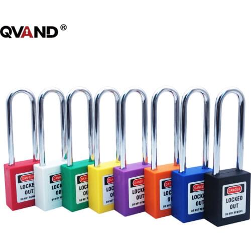 QVAND 76MM Industrial Safety Lockout Padlock With 6mm Hardened Steel Shackle And Master Keyed Custom Laser Coding label