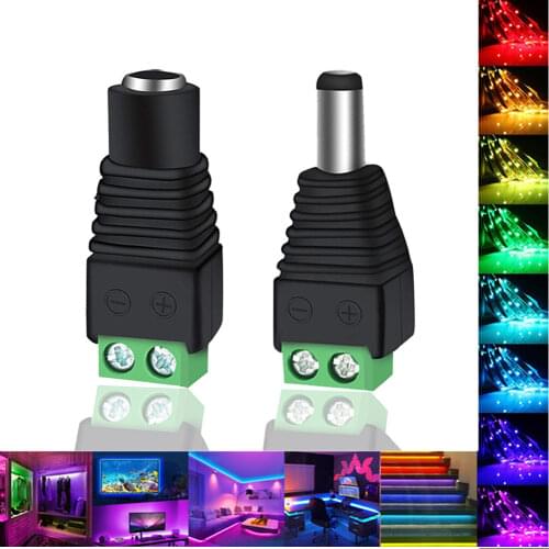 Power Jack Adapter Plug 5pcs Female +5 Pcs Male DC Connector 2.1*5.5mm Cable Connector For 3528/5050/5730 Led Strip Light