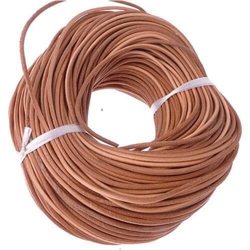 3MM 10 Meter Natural Color Real Genuine Leather Cord Round Rope String for DIY Necklace Bracelet Jewelry Cord Dia 3mm