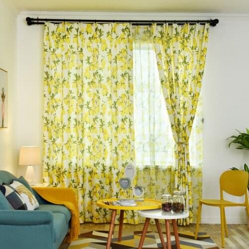 Lemon Print Curtains for Living Room 1 Piece Pretty Window Door Decor Polyester Cortinas Kids Bedroom Kitchen Cafe Car Valances