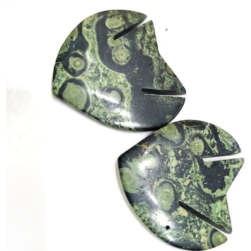 Natural Green Kambaba Jasper Fish Figurine Hand Carved Quartz Crystal Fish Marine life Energy Healing Crystal Stone Home Decora