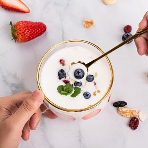 Breakfast Milk Glass Cup Drink Kawaii Coffee Mugs Glass Bowl Cocktail Glasses Cappuccino Crystal Dessert Cups Verre Drinkware