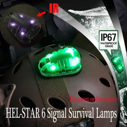 WZJP Element HEL-STAR 6 Signal Green & IR Or Red & IR Light with Magic Tape Tactical Helmet Survival Lamps (EX433)