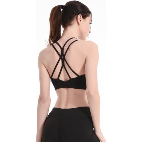 Women Sports Bras Shockproof Removable Padded Cross Bandage Yoga Bra Breathable Gym Tops Running Underwear Fitness Athletic Vest