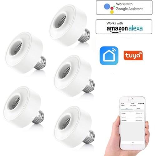 1-5pcs New E27 WiFi Smart Light Bulb Socket Adapter APP Control Lamp Holder Automation Compatible With Alexa Google Home