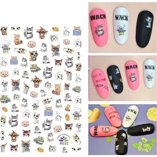 3D Nail Sticker Autumn Fashion Small Compact Adhesive Stickers Study Cat Deer Animal Stickers for Manicure Nail Art Decoration