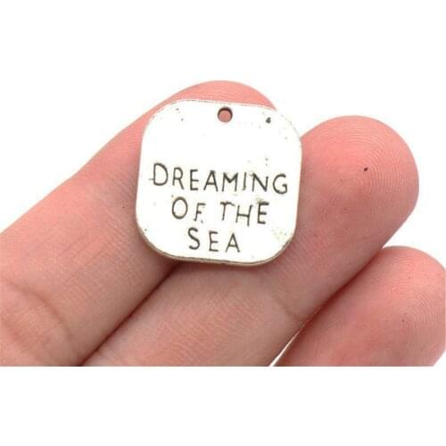 5Pcs Dreaming of The Sea Text Charms Antique Silver Color Tone Pendant Findings Diy Aesthetics Accessories Handmade Jewelry Make