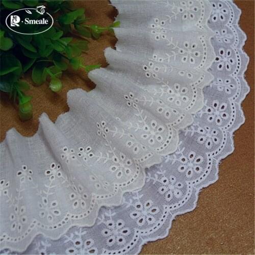 5Yards/lot Width 8cm White100% Cotton Embroidered Lace Fabrics, Womens Clothing Diy Lace Trim, Free Shipping RS582