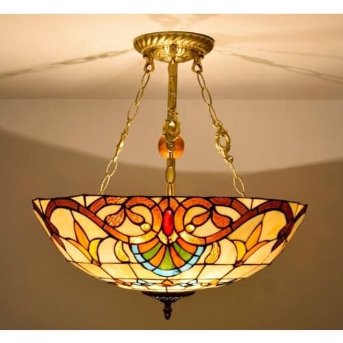 50cm Baroque Retro European Creative Tiffany Stained Glass Living Room Dining Room Bedroom Chandelier