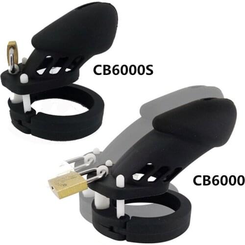 CB6000 CB6000S Black Silicone Male Chastity Device Chastity Cock Cage with Lock and 5 Size Penis Rings Adult Product for Men