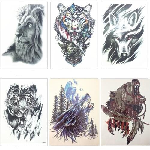 HOT SALE Blue WOLF 21 X 15 CM Sized Sexy Cool Beauty Tattoo Waterproof Hot Temporary Tattoo Stickers