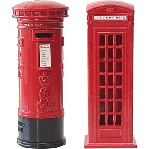 British Style Simulation Postbox Model Realistic Elegant Vintage Piggy Money Bank for Home Ornaments